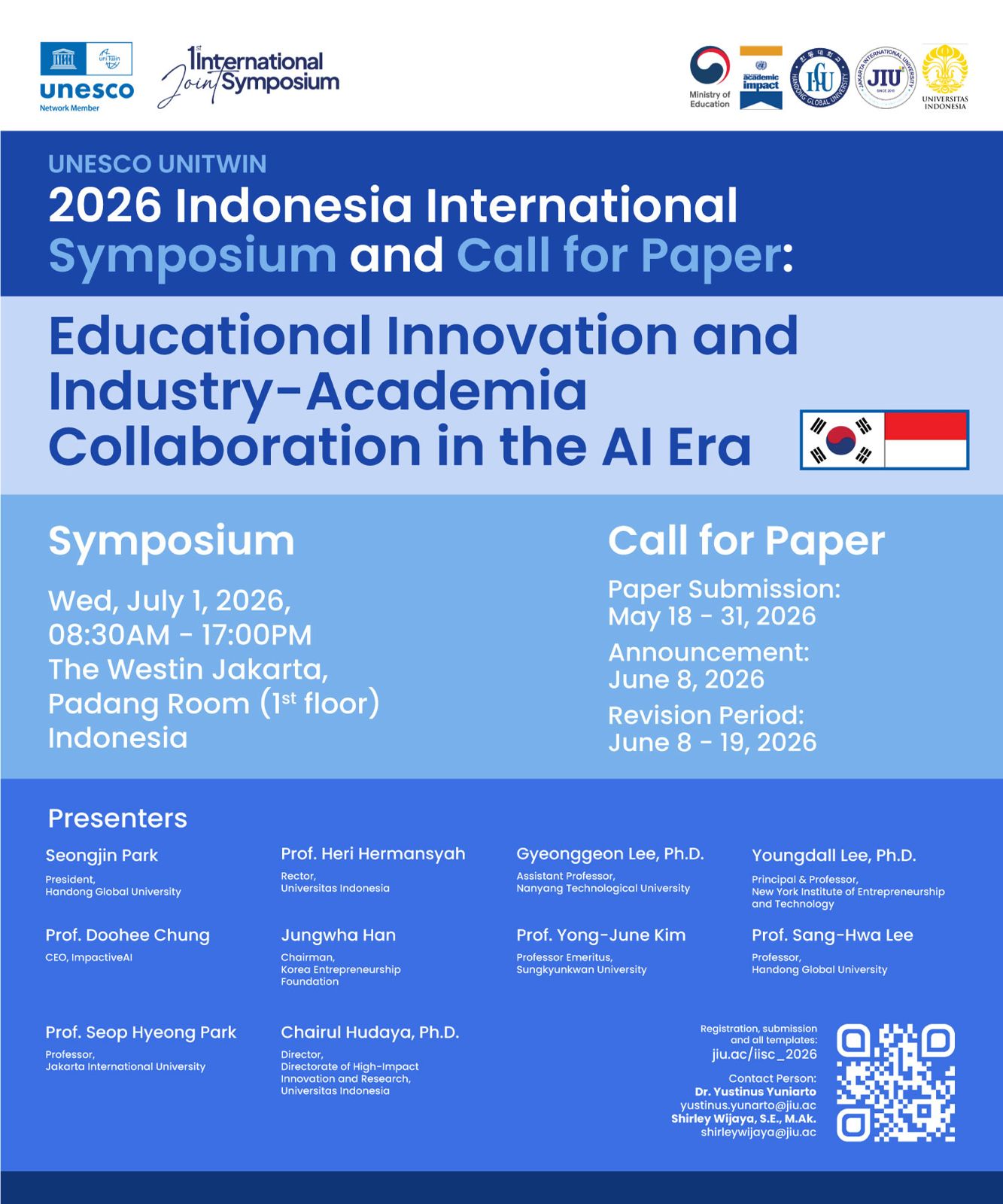 Call for Papers : UNESCO UNITWIN 2026 Indonesia - Presents by Jakarta International University