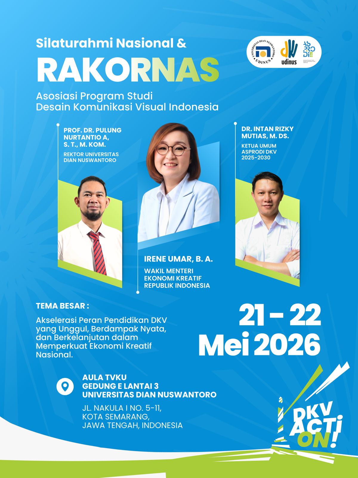 Hari Pertama Sukses Besar, Rakornas Asprodi DKV di Udinus Semarang Hadirkan Wamen Ekraf dan Ratusan Delegasi